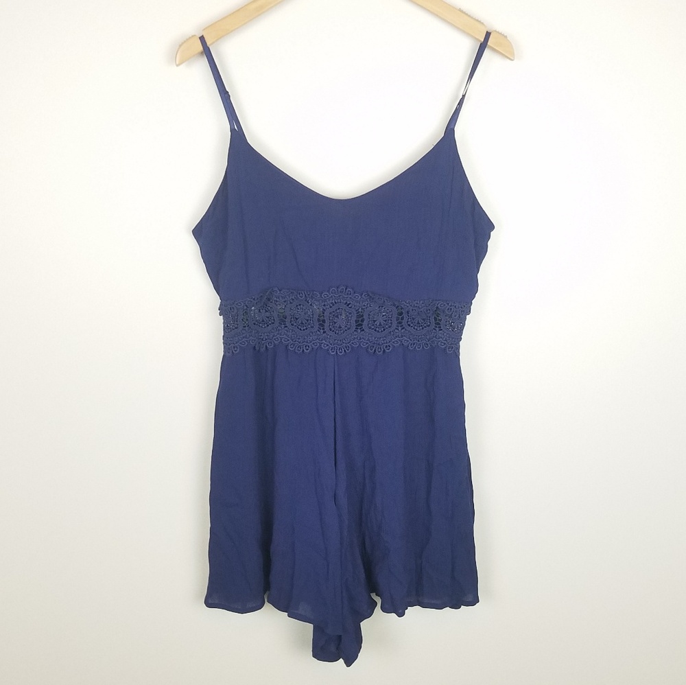 Altar'd State Navy Blue Lace Romper size Medium